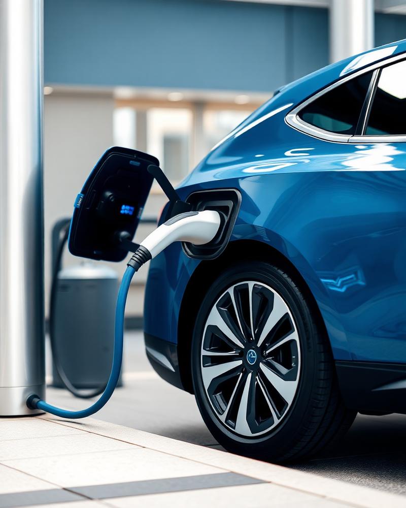 Coche eléctrico cargando en un punto de recarga público